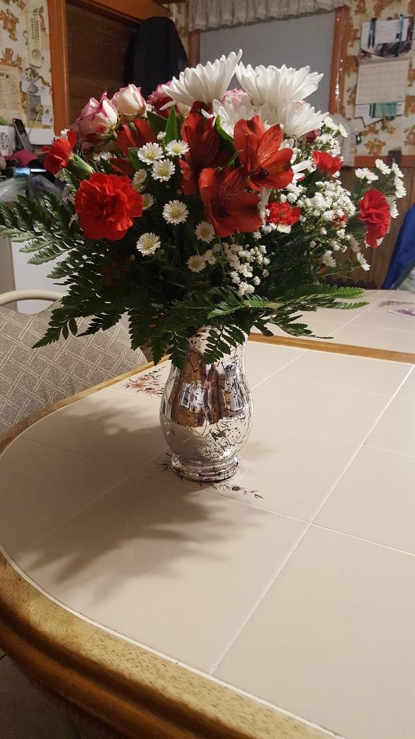 Anniversary flowers fron Melissa and Jaeden.