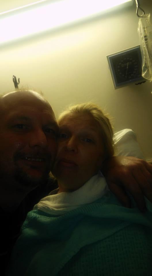 Stuck all day long up at the university hospital but she still a trooper try to be happy for being really sick