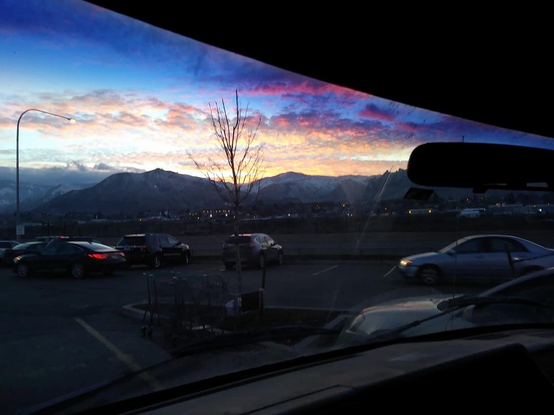 View from Fred Meyer parking of sunset 12/13/17. Wenatchee Wa