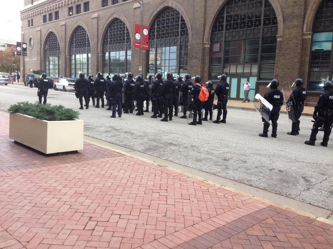 St Louis City police in riot gear