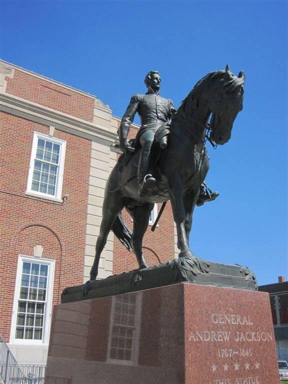 Equestrian statue of Gen. Andrew Jackson at the Jackson County Courthouse in Independence, MO