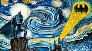 Van Gogh and the Bat signal. This is my current desktop wallpaper.