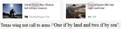 Don't mean to make light of the swimmer's tragedy but the irony of these side by side headlines was just too much!