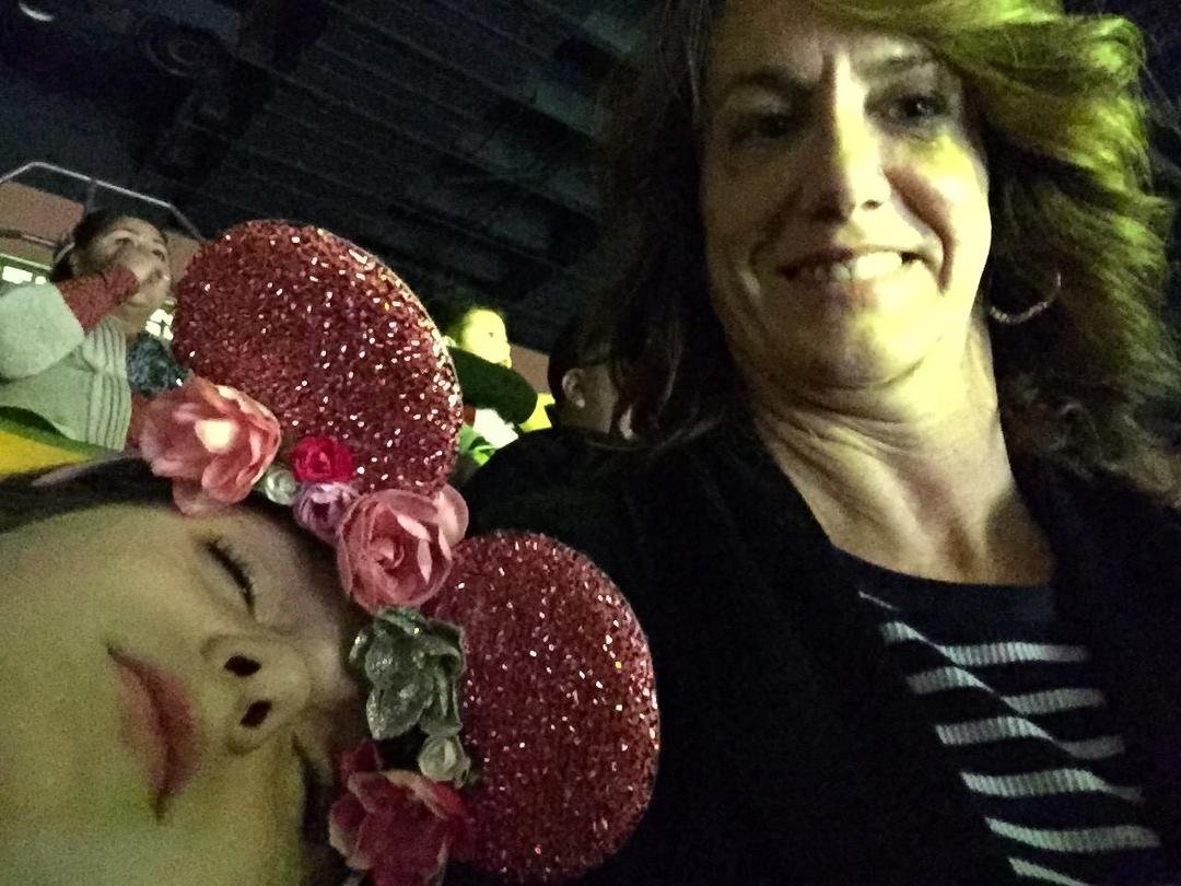 Caroline snoozing during Disney on Ice...