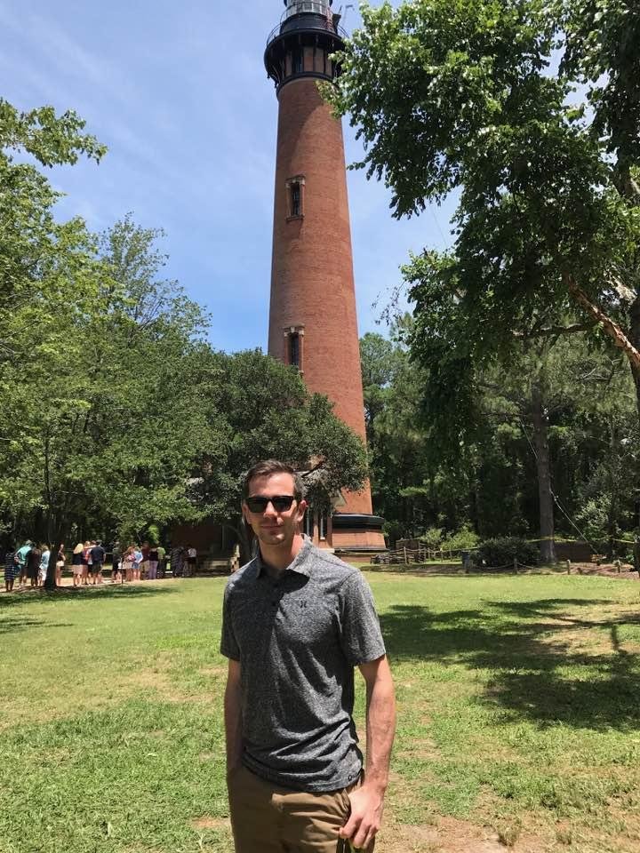 Our handsome nephew, Paul Sanderson, at the Currituck Lighthouse in North Carolina❤️