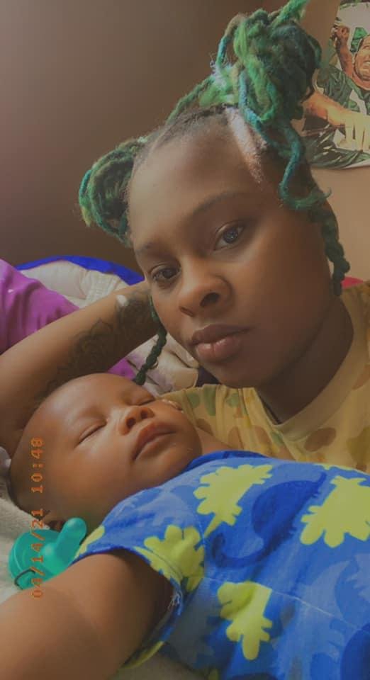 Been Up All Morning With This Lil Bald Head baby 😭 Since Like 5 😒 Do Yall Know Right After I Took This Picture Dude Woke Right Up & Wasnt Even Sleep 5 Damn Minutes 💁🏾♀️... Now He Smiling & Shit Like Everything Sweet lol