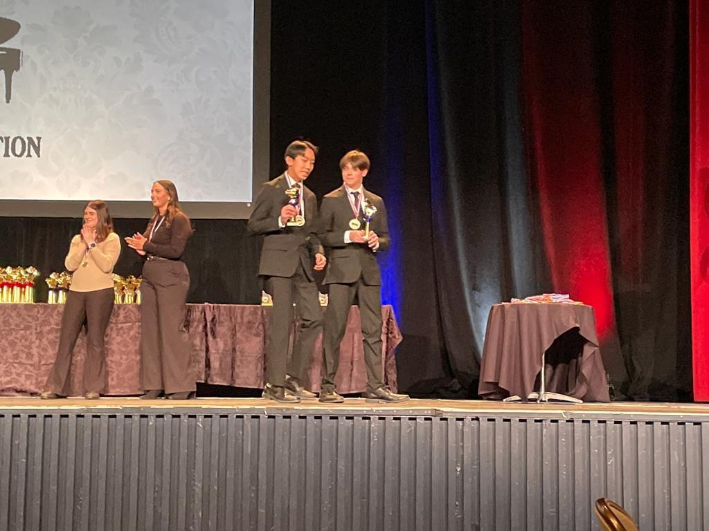 They won 2nd place! 🏆
My Grandson and his friend. The International Duo-piano competition. Last year they were 1st. H.S. Freshmen. Age group competition.