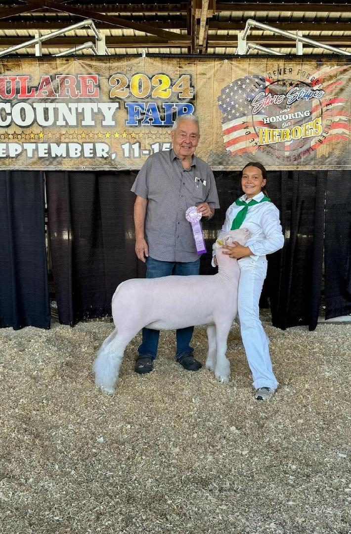 Reserve Supreme Champion Wether Dam shown by Julia Cibrian of Exeter 4-H. Sired by Palace. Thank you for everything you have done the past two years.