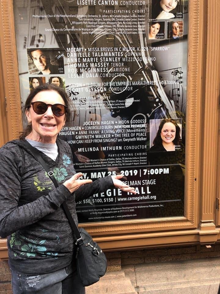 What a proud moment that my daughter Melinda appears on the marquee at Carnegie Hall for conducting tomorrow’s performance. We are so looking forward to enjoying the concert.
