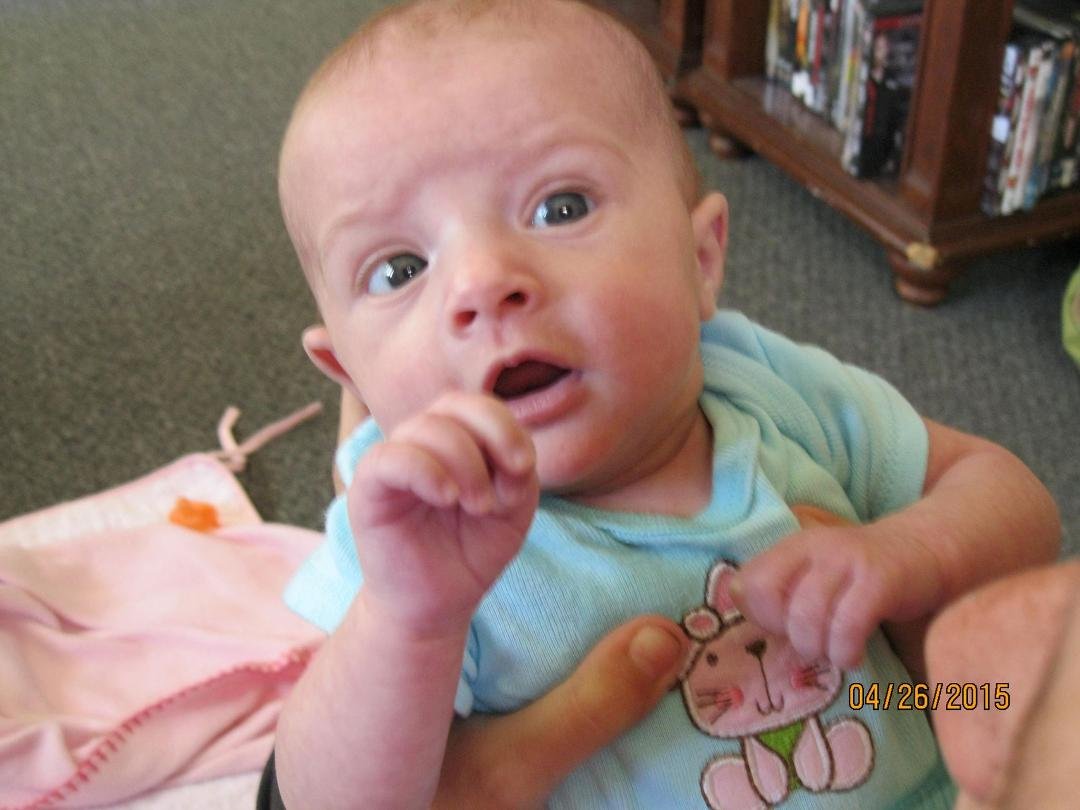 Serenity Jade Burch.....our beautiful little baby grandbaby. 4 and !/2 months old. 11 pounds 10 and a half ounces. 22 inches long. Growing like a weed. We love you.