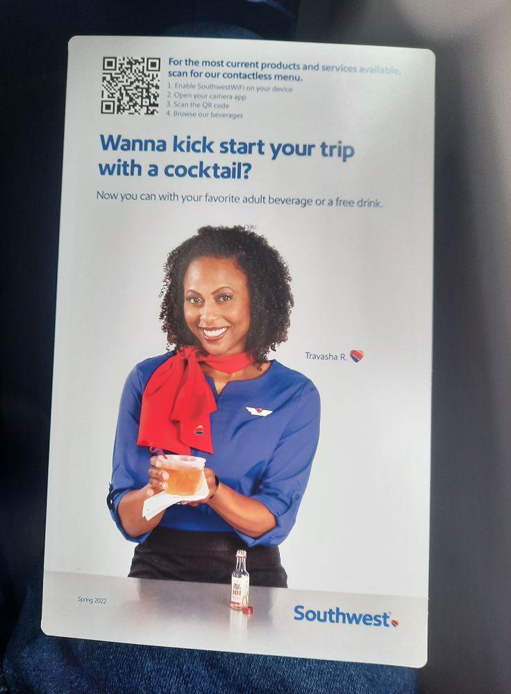 Feb 16, 2022. As I recall, I flew down to Dallas on the 15th and a different drink menu (very limited nonalcoholic) was replaced on my fly back on the 16th with this. The pandemic restrictions beginning to loosen a bit...