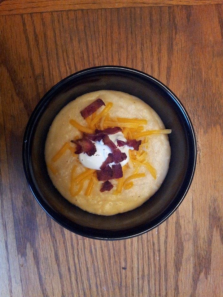 Loaded baked potato soup. It's what's for dinner...yummy!