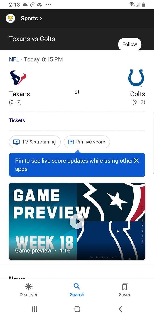 I am so pump go Indianapolis Colts it has been 4 years we have not made it to the playoffs if we win this game against the Texans will go to the playoffs so let's go and I have to work tonight