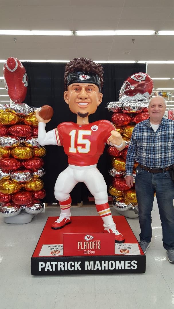 Myself with Patrick Mahomes bobblehead - Go Chiefs