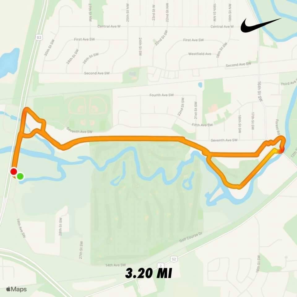 Saturday 79* Sunny 3.2 miles 49:24 minutes