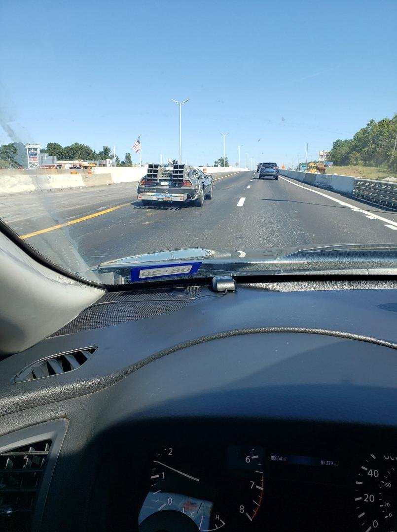 You cant make this up.So this back to the future car on the road. Lol.