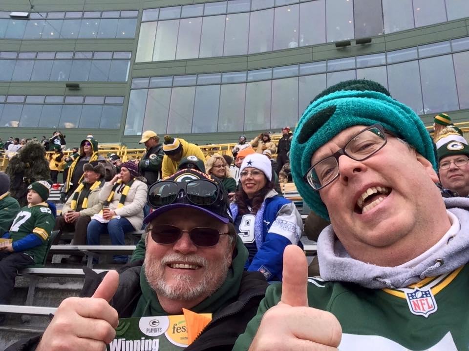 Larry Narkis and I are ready for Green Bay to take on Dallas. Go Pack GO!!!!!!!!'