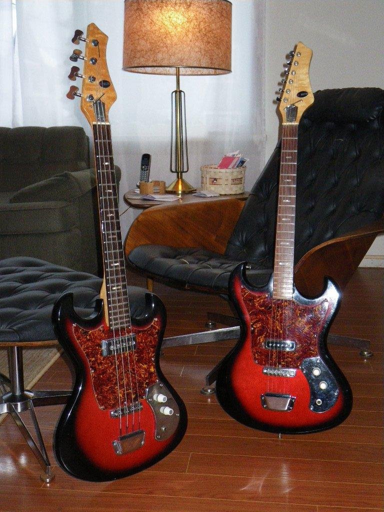 The guitar that started it all for me, with a matching bass. '60's Kingston.