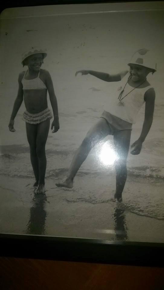 Ronda & Alecia at beach with Aunt Gladys back in the day.
