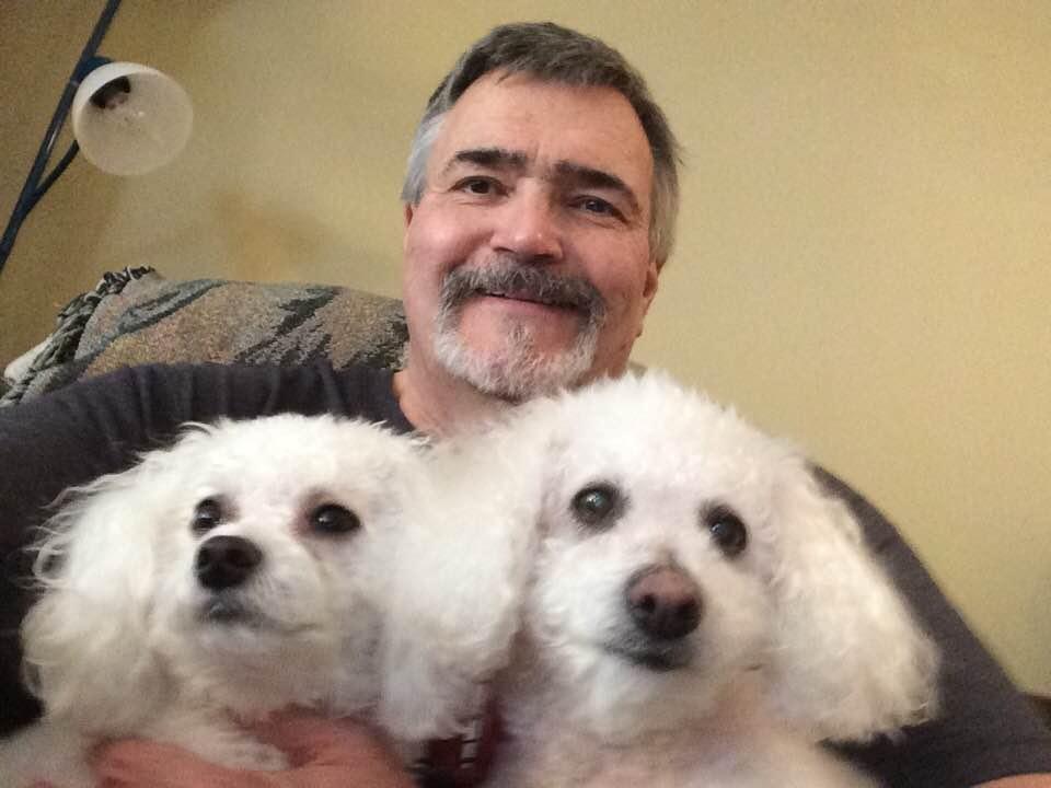 Me with my fourth and fifth children:
Lula, age two on 06/27/2018, and Lacy, age fourteen on 03/20/2018.
In order to compute dog years to human years:
Convert the first two dog years to 25 human years, then for every one do