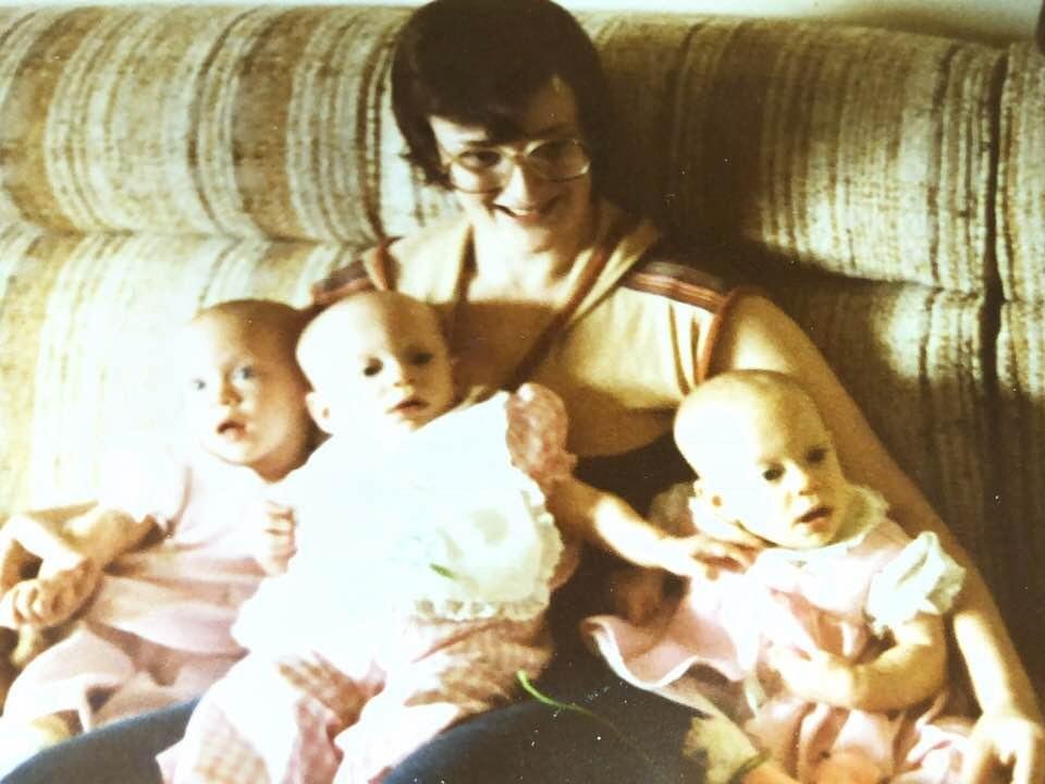Mother’s Day 1979.  My first Mother’s Day with my girls. All 3 had double ear infections.