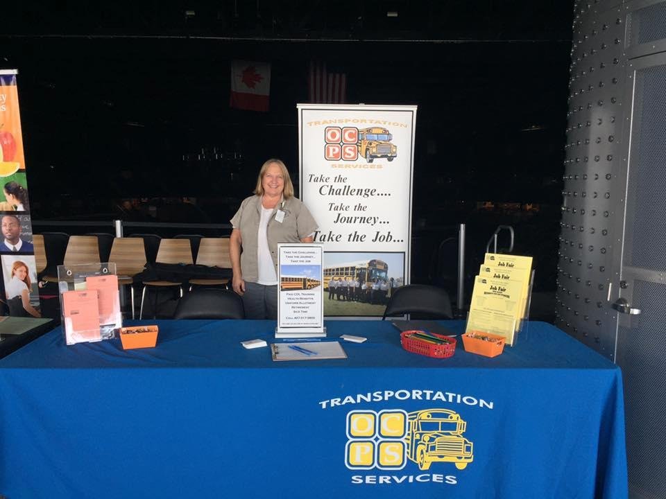 At the Amway Center Job Fair. We are hiring bus operators. Come on down!