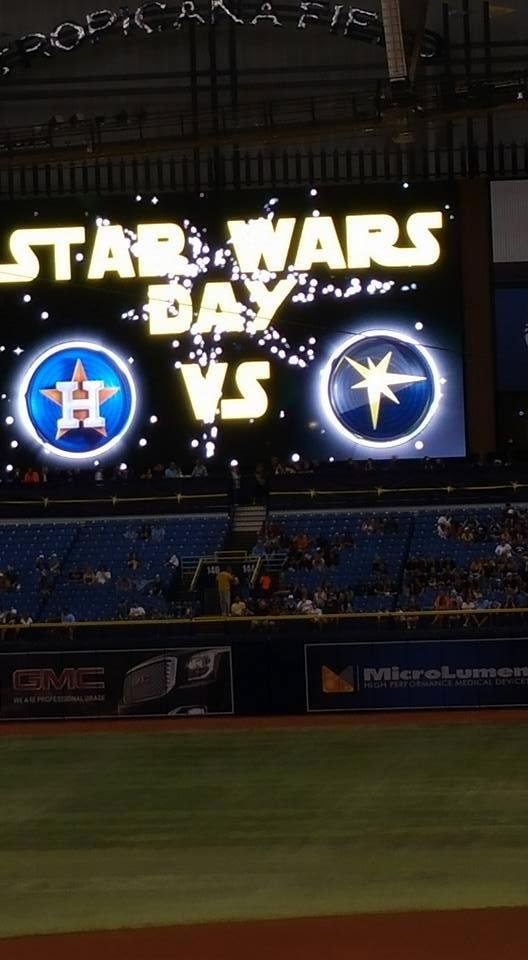 It was Star Wars Day at Tropical Baseball Park in Tampa. The Rays lost, however it was a very good game.