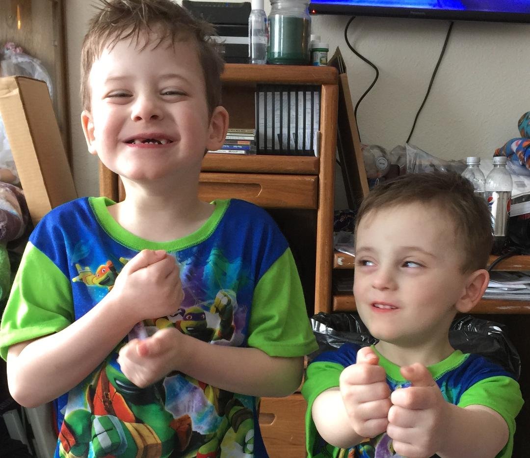 Cohen 5 and Aedan 3 at grandma and grandpa