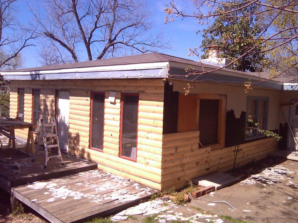 This one you can see some of the new roof, Pitched this time.