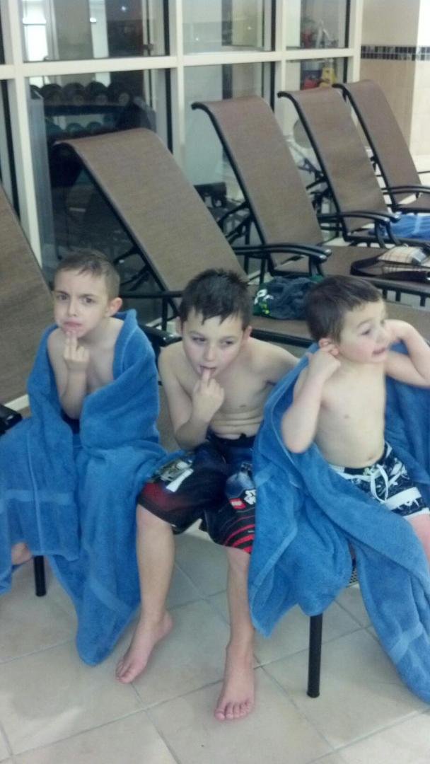 Three little fish at the Hilton pool