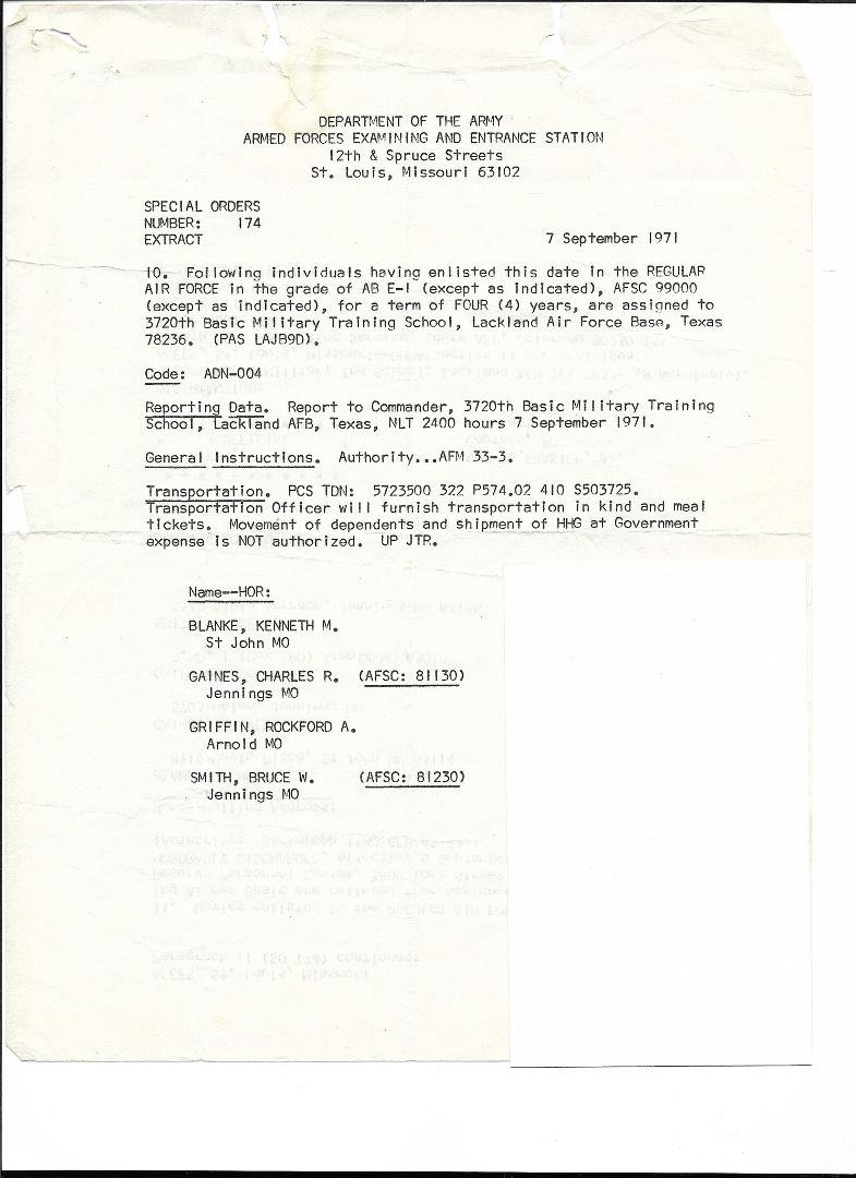 51 years ago on this date the journey began, USAF. Hard to believe.