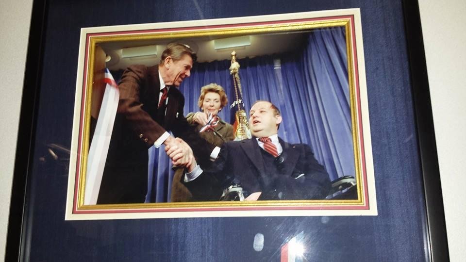 President Reagan attending a ribbon cutting ceremony.