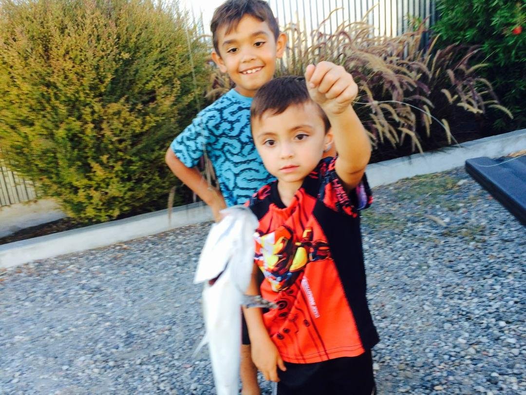 First fish. He's hooked