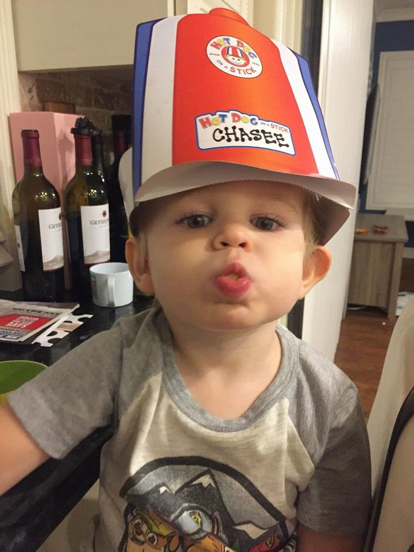 Chase being goofy.