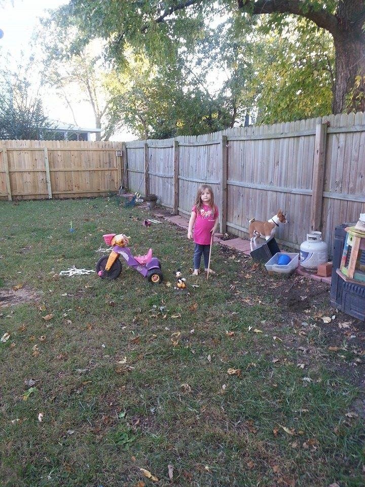 Madella having fun with her compost.