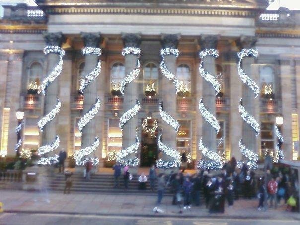 A bank in Edinburgh with columns that looked very much like candy canes in person.
