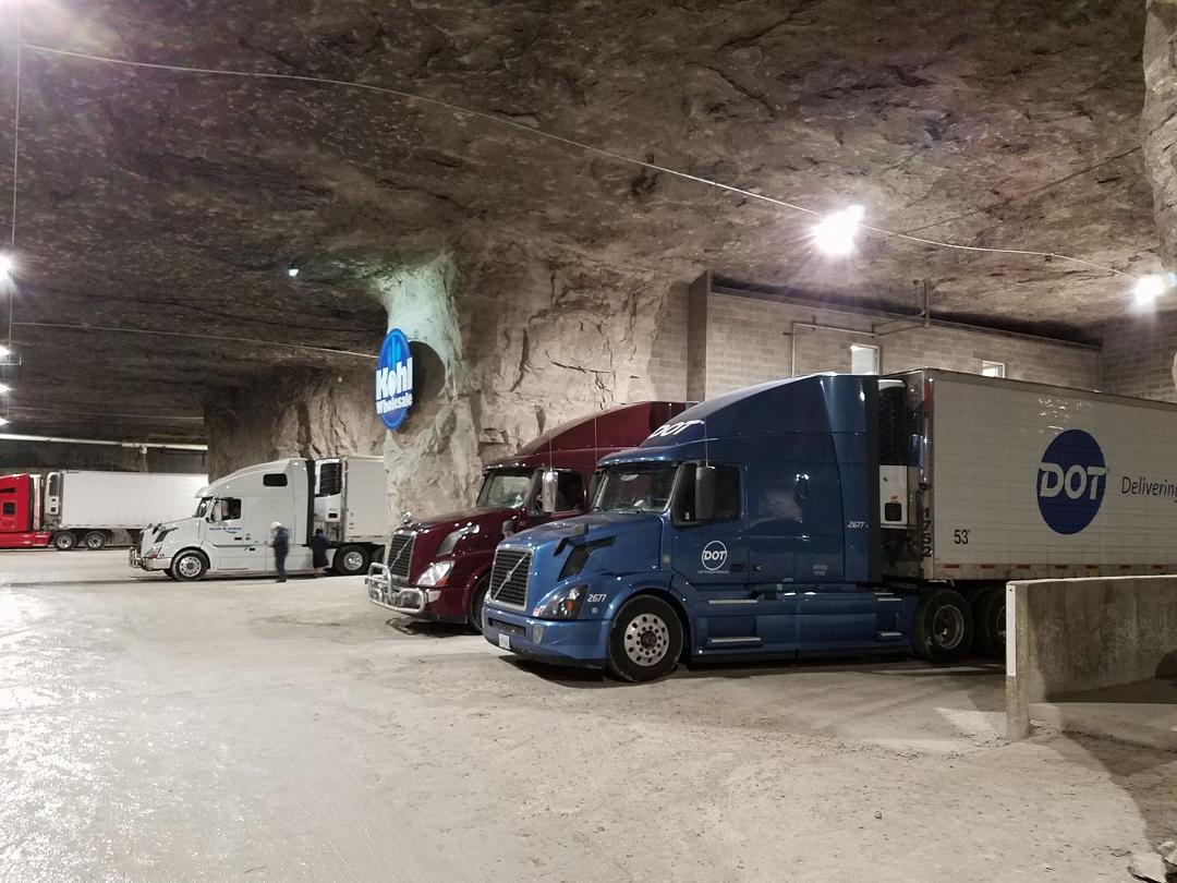 Made a delivery in a cave this morning, with about 80' of solid rock overhead. This is an active calcium carbonate mine that has been worked for over a century.