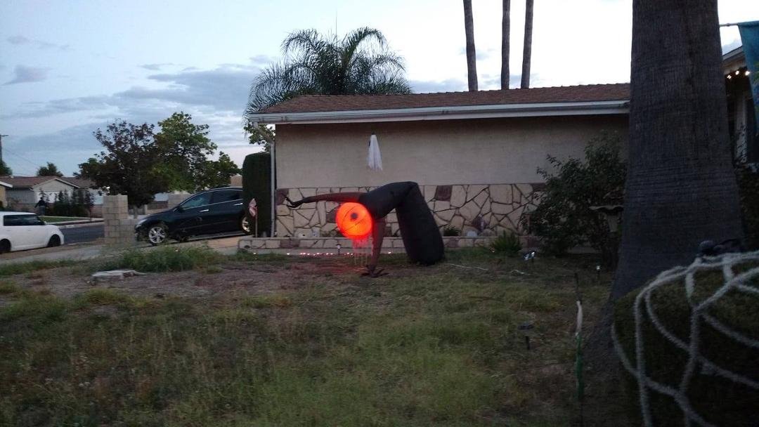 Neighborhood ghoul holding yoga pose