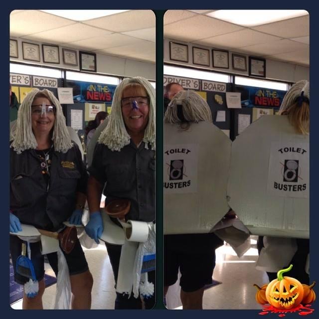 Tami and I. First place costume winners! Explanation.........In the morning we do custodial duties and we thought this would be an appropriate costume, guess it was! Lol