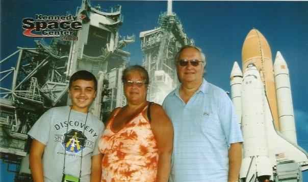 Trip to Kennedy Space Center July 2008, grandson Zach, Linda and hubby Jim