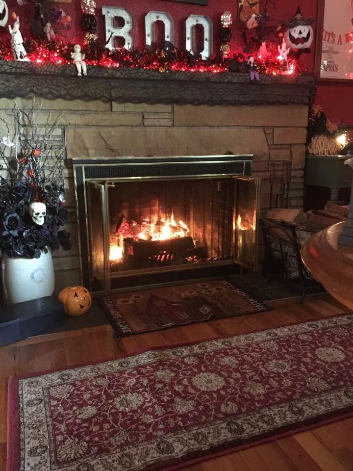 First fire of the season and a glass of wine with baby girl!