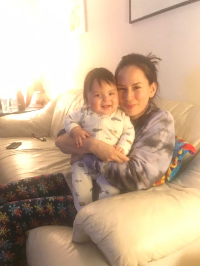 Granddaughter Andrea Tuleeand great grandson Dean all smiles
