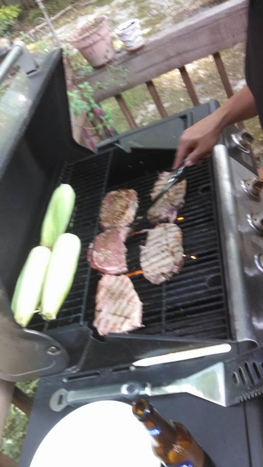 Joe cooking dinner for us! Yum!