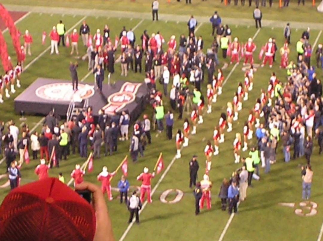 The speeches..Chris Berman, Jerry Rice, Steve Young, Terrell Owens, Dwight Clark, Eddiie DeBartolo, and the guy who's moving them to Santa Clara.