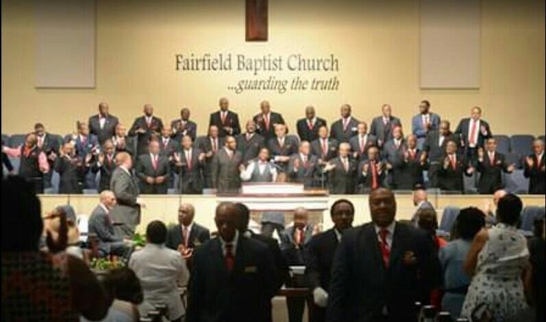 Singing with the men of Fairfield Baptist Church of Lithonia, Ga on July 31 Men's Day Celebration.(2nd row in the middle).
