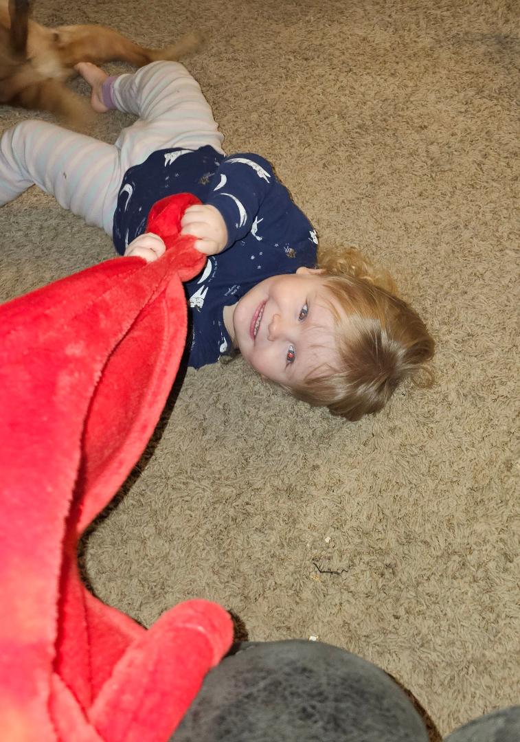 Mismatched granddaughter picking on me stealing my blankets! She's a hoot! 🤣🤣🤣🤣