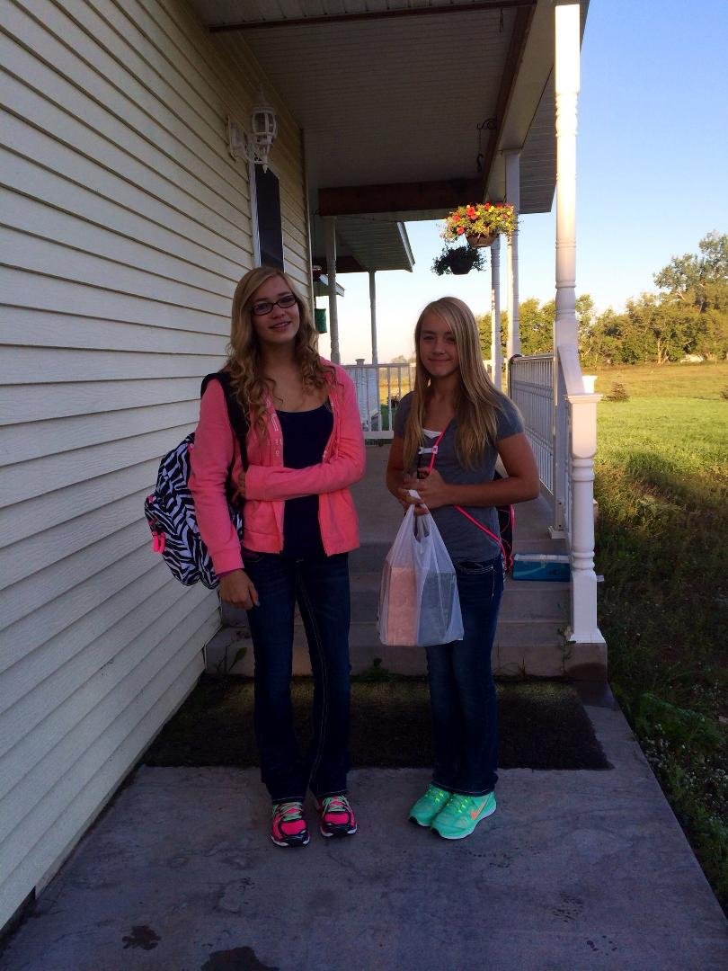 First day of school for Tina and Teresa.