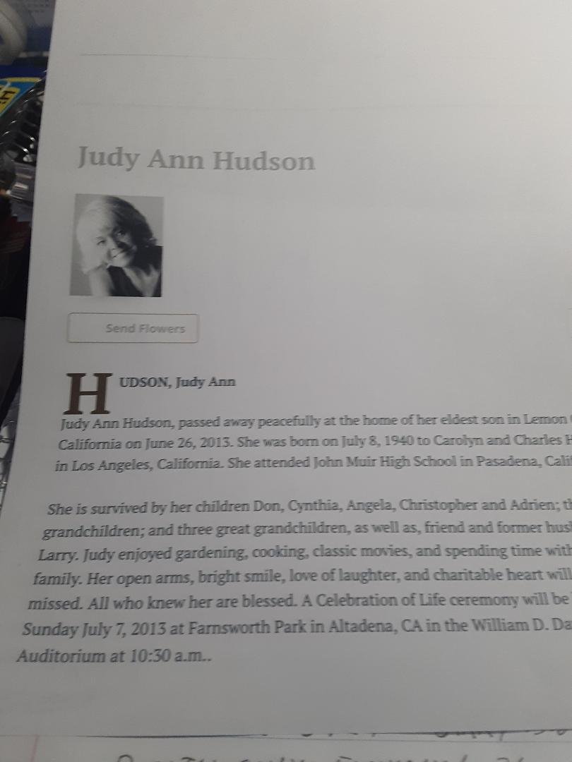 Remembering on this day the Love of my Life and Mother of my beautiful children passed on to a greater existence. I know she is teachings Angels how to sing! Love you always Judy.🙏🌷💕💕😪