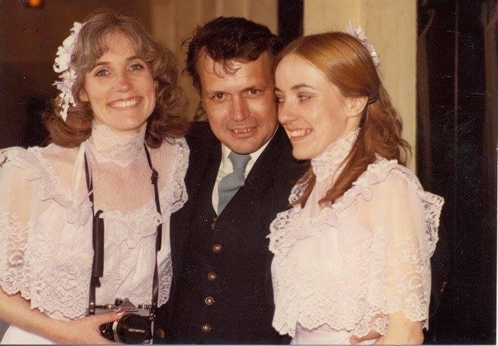 At my wedding, April 7, 1984 (at the Mission Inn, Riverside, CA.).