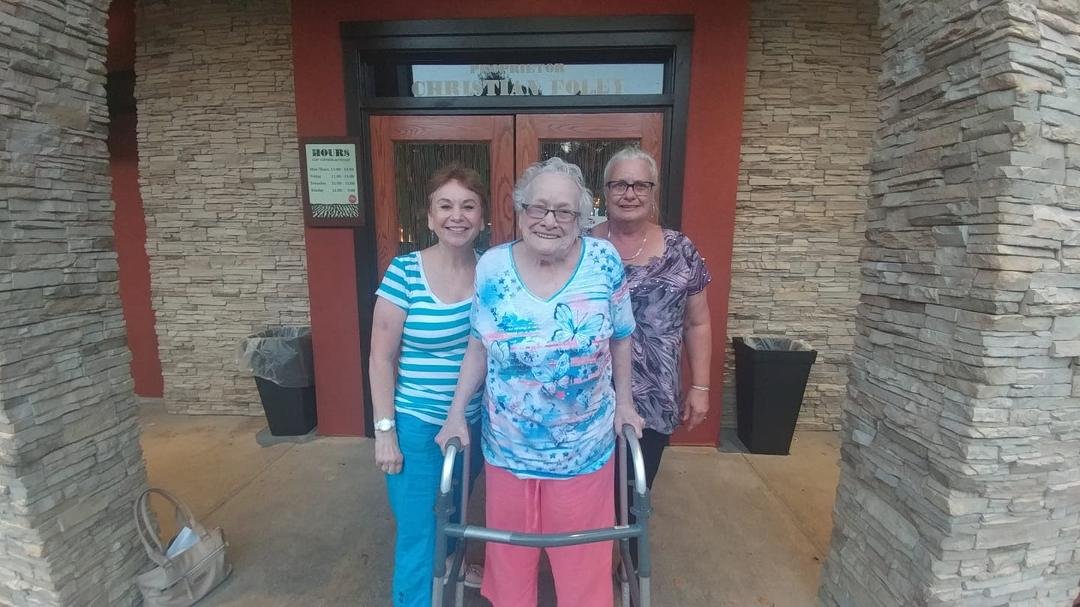 My sister Mary Ellen and I took mama out for a steak for her birthday